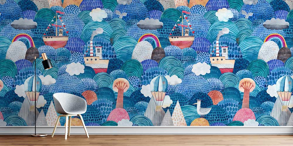 İllüstratif Deniz Temalı Duvar Kağıdı 4613