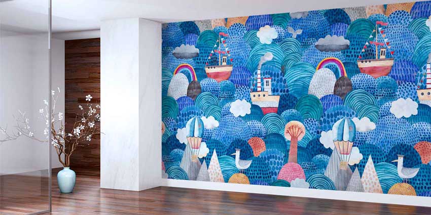 İllüstratif Deniz Temalı Duvar Kağıdı 4613