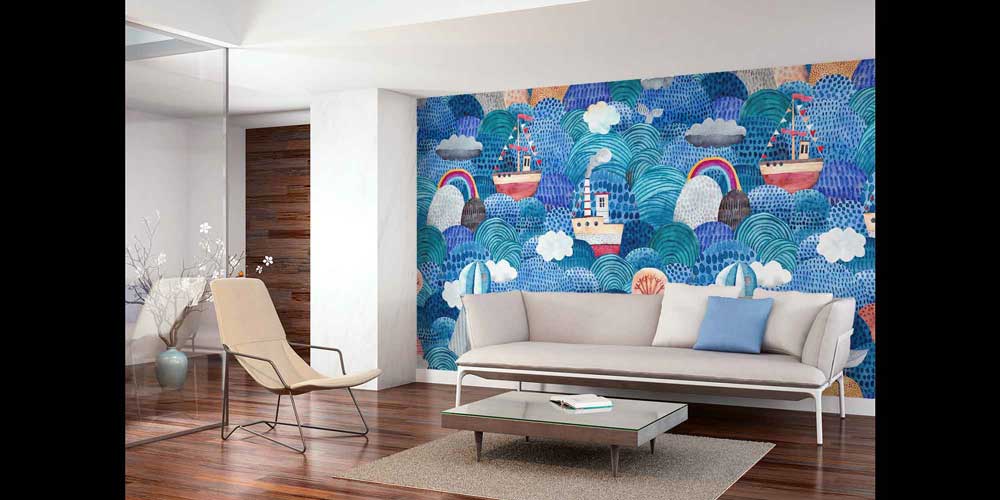 İllüstratif Deniz Temalı Duvar Kağıdı 4613