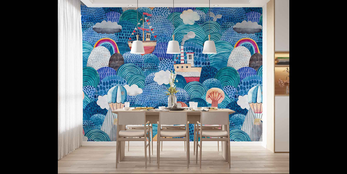 İllüstratif Deniz Temalı Duvar Kağıdı 4613