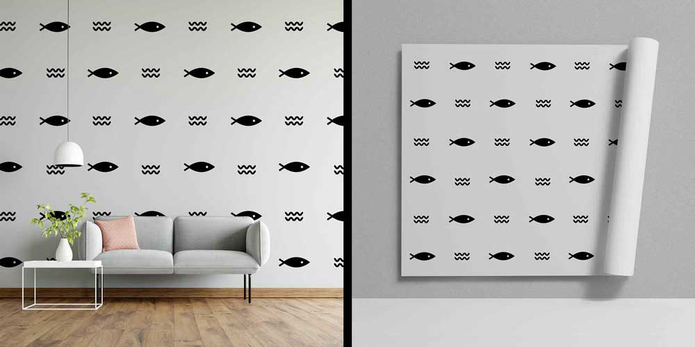 Minimal Balık Desenli Duvar Kağıdı 4614
