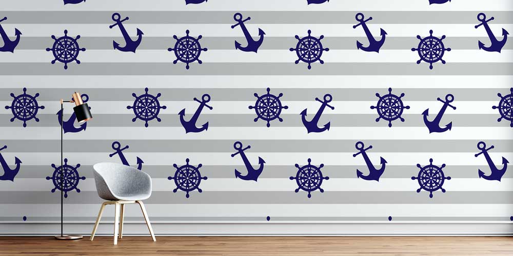 Çapa ve Dümen Desenli Duvar Kağıdı 4617