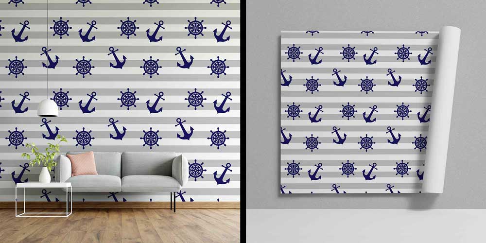 Çapa ve Dümen Desenli Duvar Kağıdı 4617