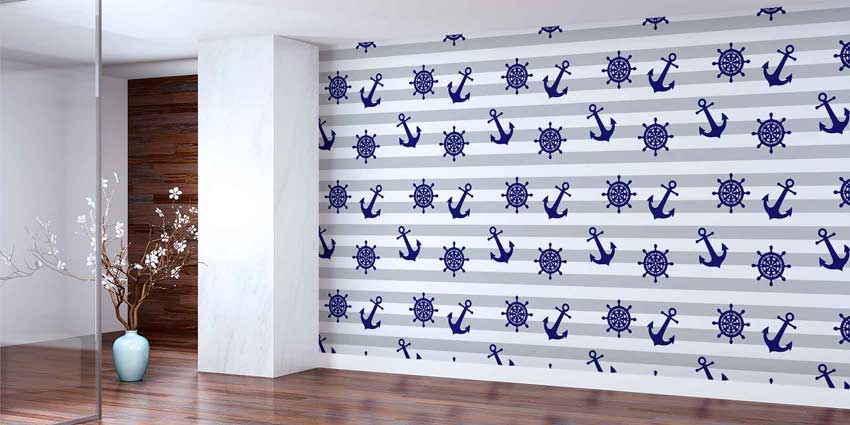 Çapa ve Dümen Desenli Duvar Kağıdı 4617