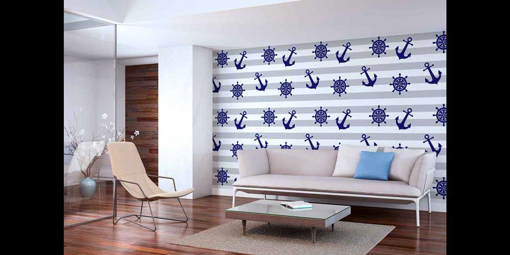 Çapa ve Dümen Desenli Duvar Kağıdı 4617