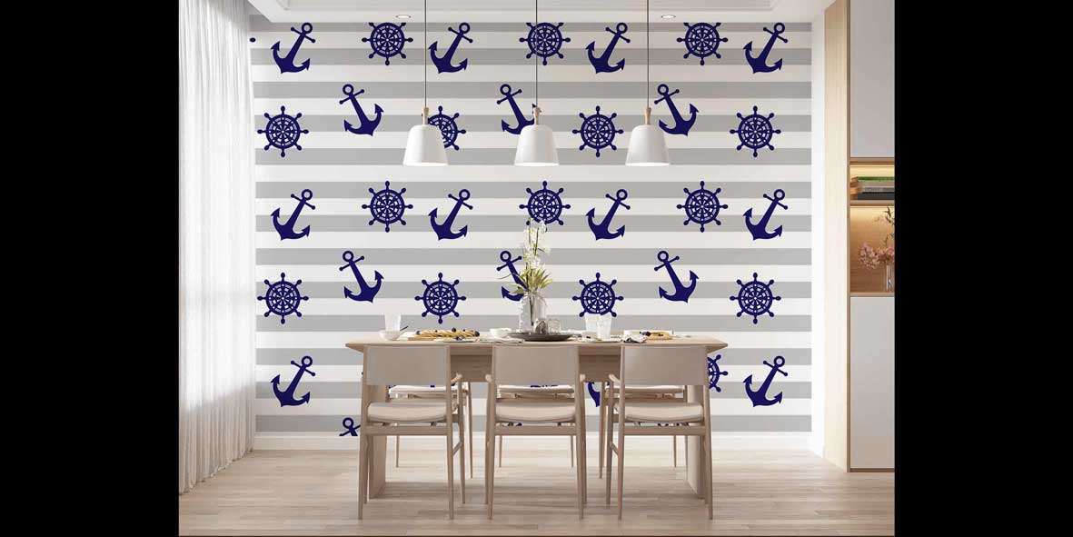 Çapa ve Dümen Desenli Duvar Kağıdı 4617