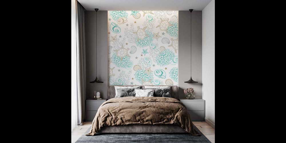 Deniz Kaplumbağası ve Mercan Desenli Duvar Kağıdı 4619