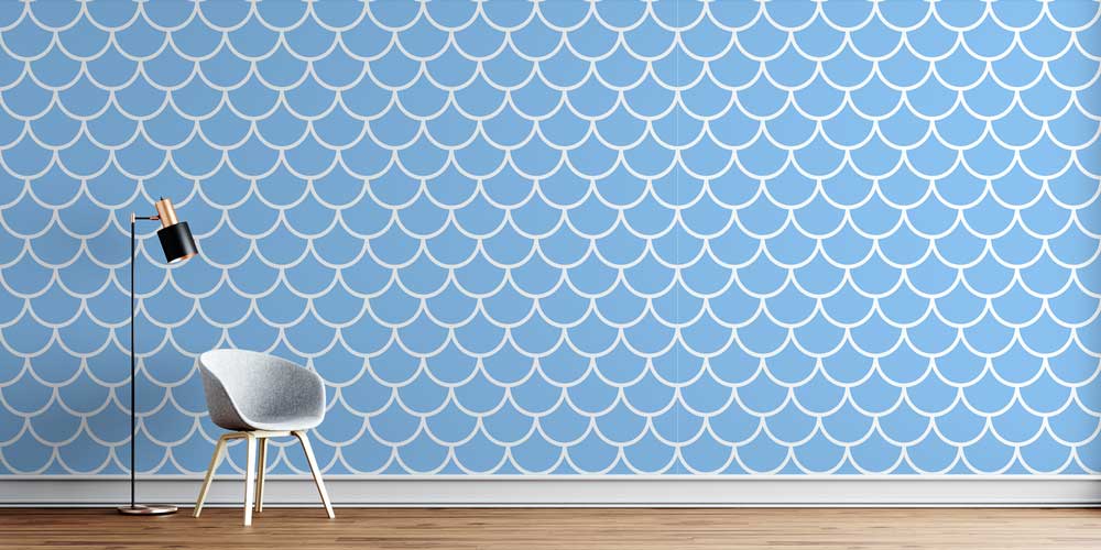 Mavi Dalga Desenli Deniz Temalı Duvar Kağıdı 4620