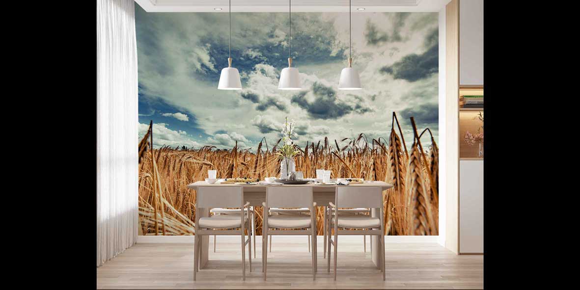 Altın Buğday Tarlası Geniş Perspektif Manzara Duvar Kağıdı 4705