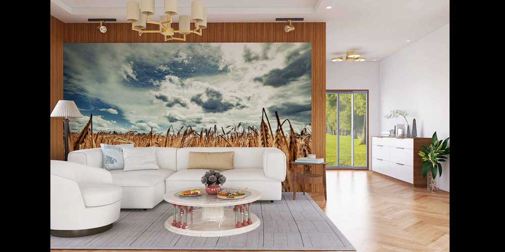 Altın Buğday Tarlası Geniş Perspektif Manzara Duvar Kağıdı 4705