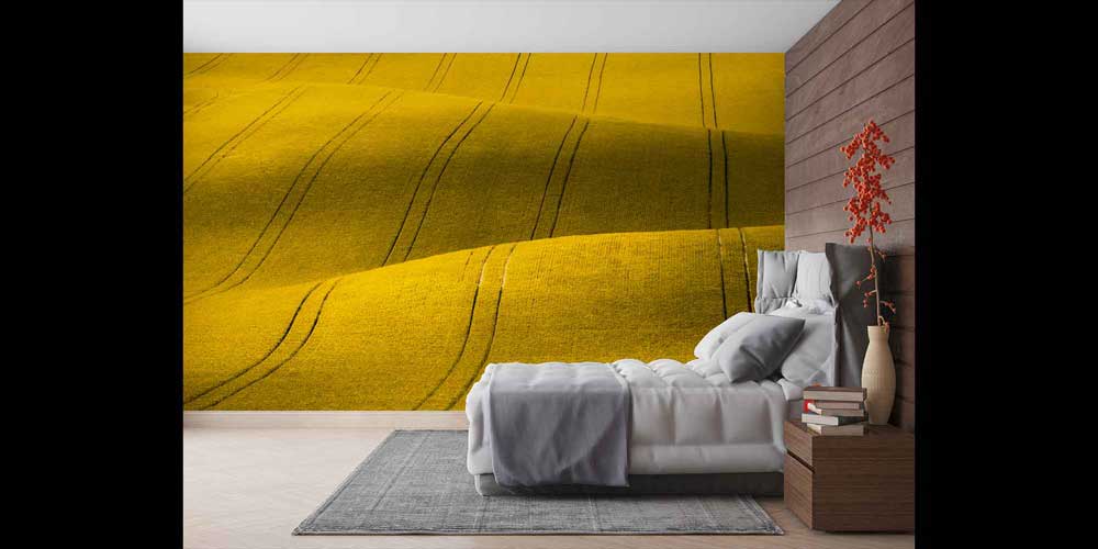 Sarı Tarla Dokusu Dalgalı Hatlar Manzarası Duvar Kağıdı 4708