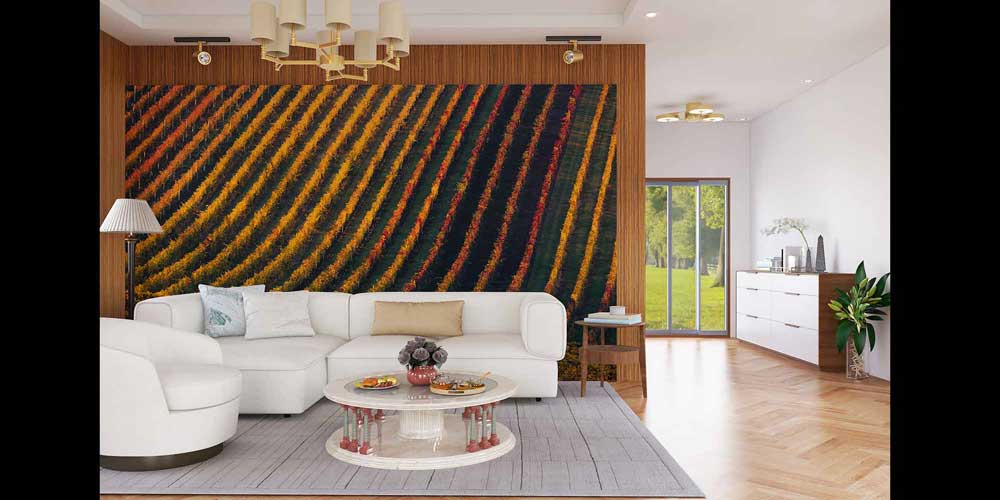 Sonbahar Bağ Sıraları Kıvrımlı Tarım Manzarası Duvar Kağıdı 4709