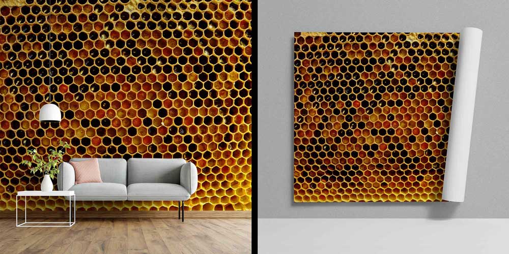 Altın Tonlu Bal Peteği Deseni Duvar Kağıdı 4713