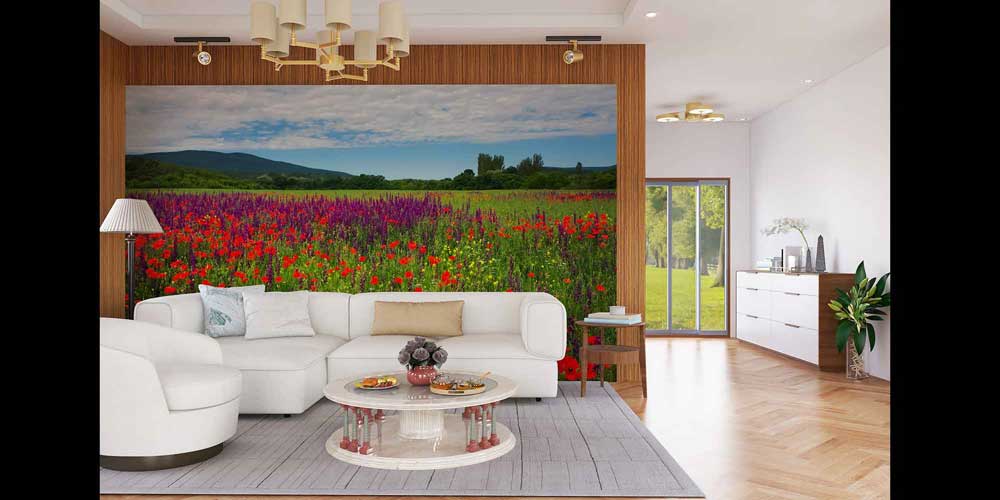 Kır Çiçekleri ve Gelincik Tarlası Manzarası Duvar Kağıdı 4714