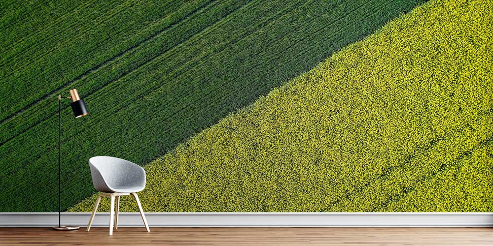 Yeşil ve Sarı Tarım Tarlaları Havadan Görünüm Duvar Kağıdı 4715