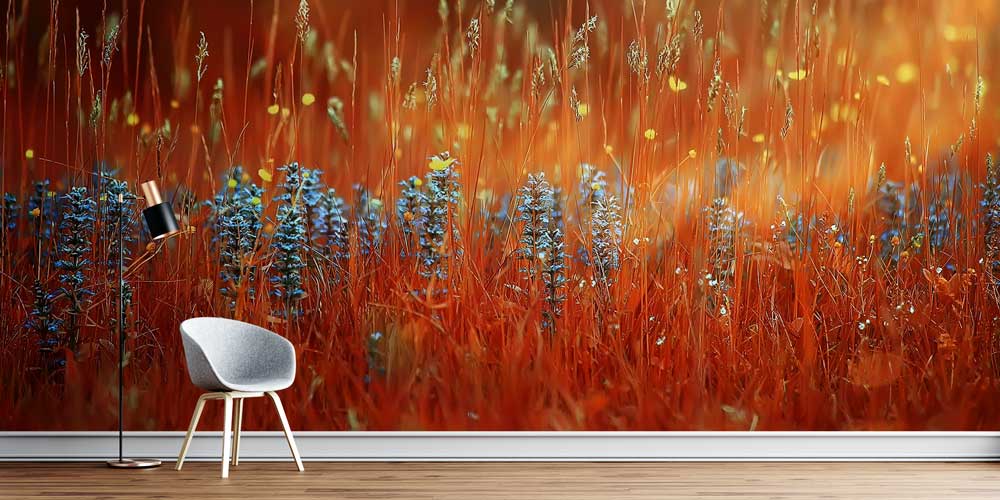 Sıcak Tonlu Çayır Çiçekleri Doğa Temalı Duvar Kağıdı 4718