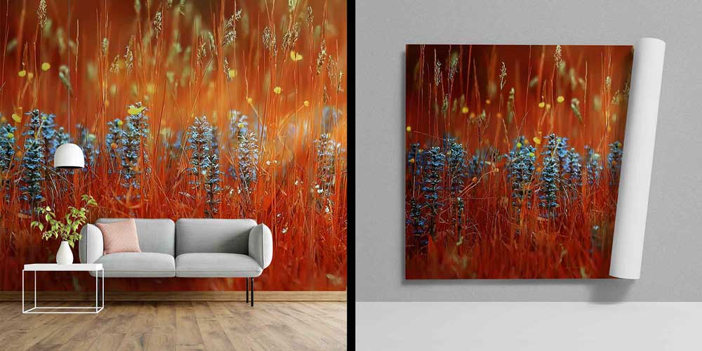 Sıcak Tonlu Çayır Çiçekleri Doğa Temalı Duvar Kağıdı 4718