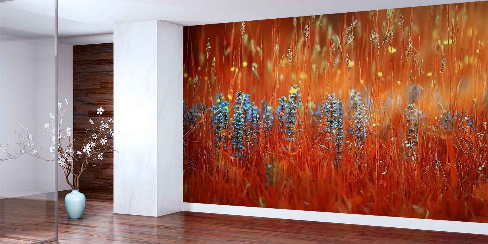 Sıcak Tonlu Çayır Çiçekleri Doğa Temalı Duvar Kağıdı 4718