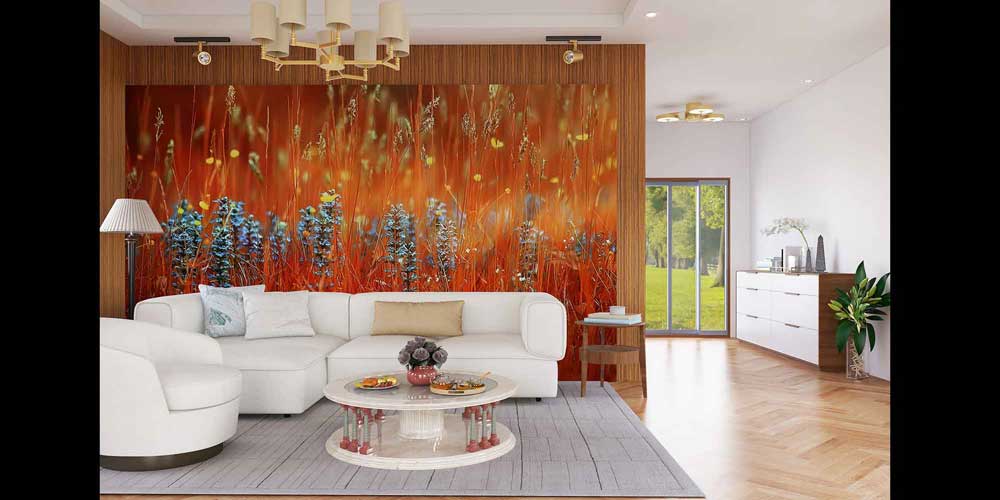 Sıcak Tonlu Çayır Çiçekleri Doğa Temalı Duvar Kağıdı 4718