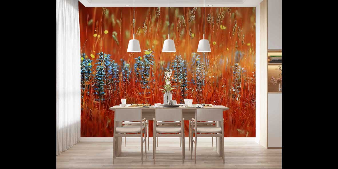 Sıcak Tonlu Çayır Çiçekleri Doğa Temalı Duvar Kağıdı 4718