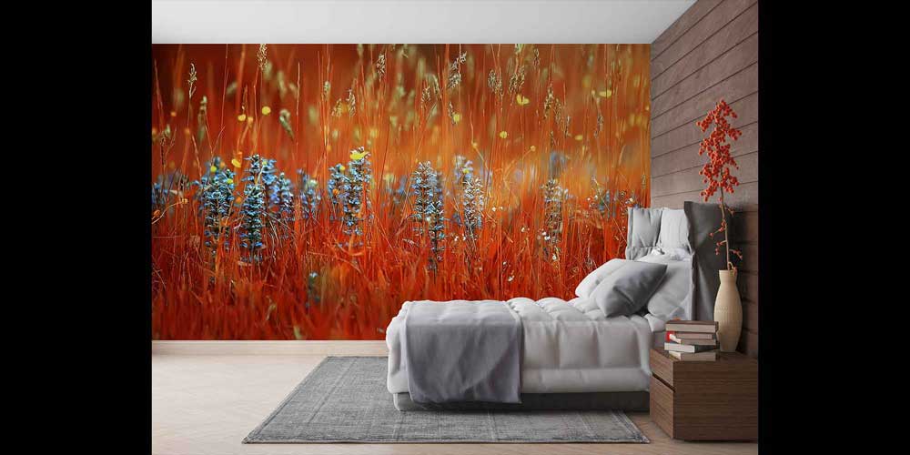 Sıcak Tonlu Çayır Çiçekleri Doğa Temalı Duvar Kağıdı 4718