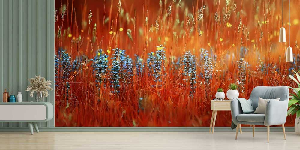 Sıcak Tonlu Çayır Çiçekleri Doğa Temalı Duvar Kağıdı 4718