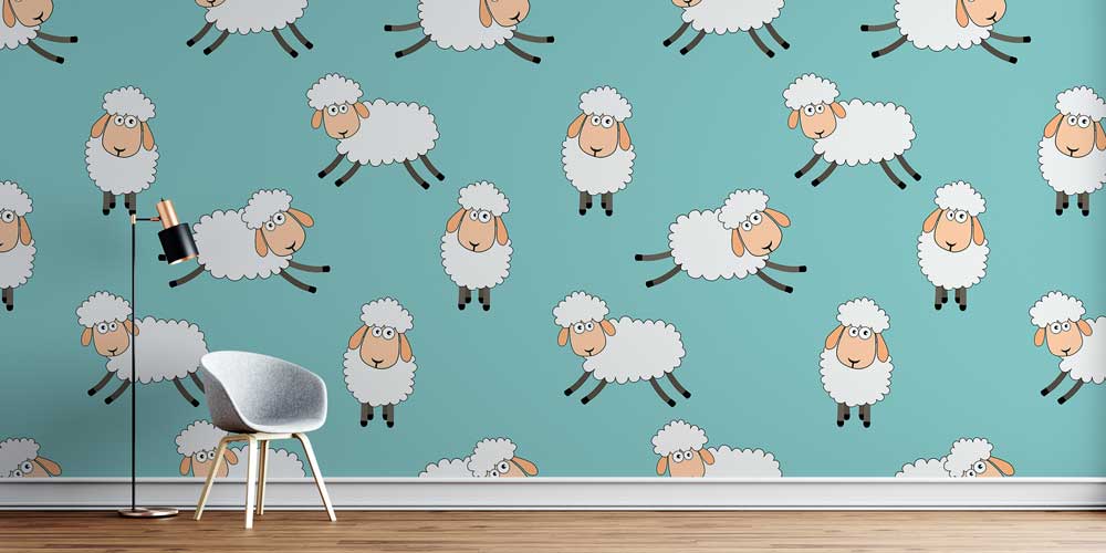 Sevimli Koyun Desenli Çocuk Odası Duvar Kağıdı 4725