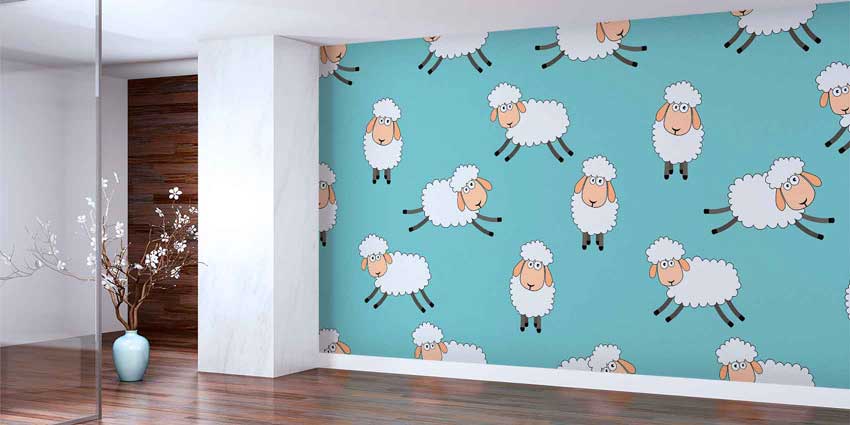Sevimli Koyun Desenli Çocuk Odası Duvar Kağıdı 4725