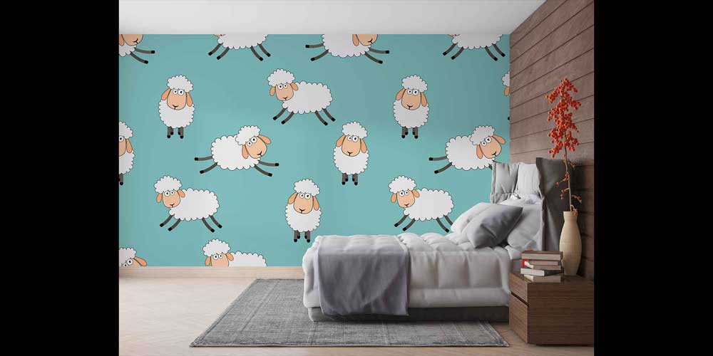 Sevimli Koyun Desenli Çocuk Odası Duvar Kağıdı 4725