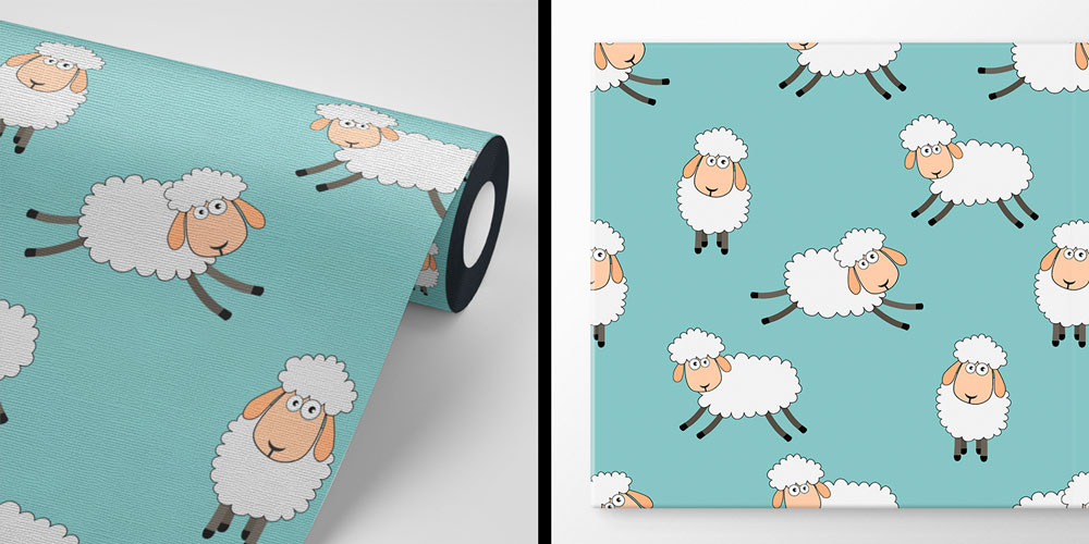 Sevimli Koyun Desenli Çocuk Odası Duvar Kağıdı 4725