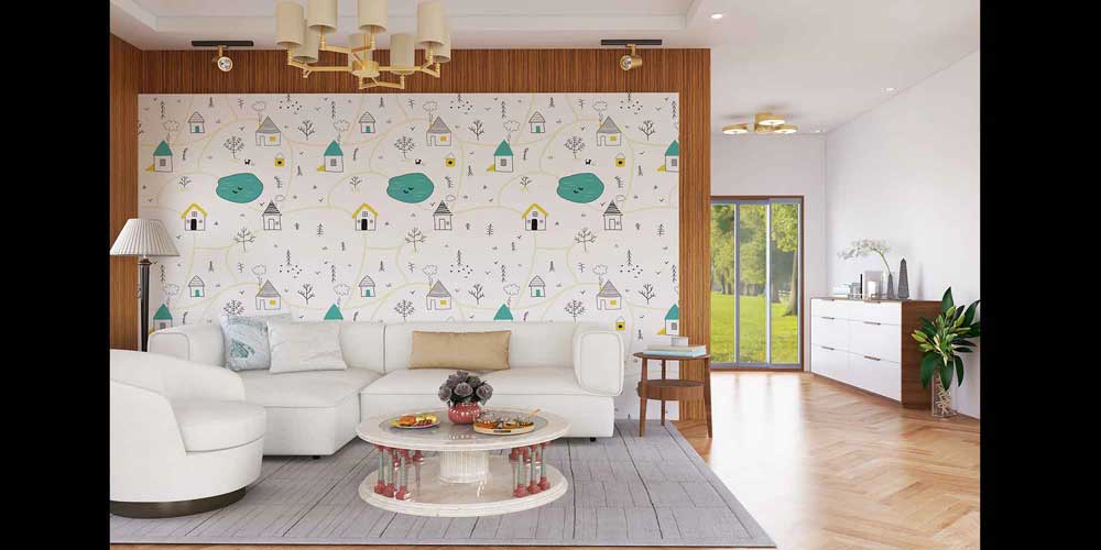 Sevimli Köy Haritası İllüstrasyonlu Duvar Kağıdı 4726