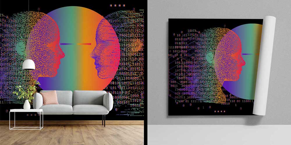 Dijital Sanat İnsan Yüzleri Temalı Duvar Kağıdı 4822