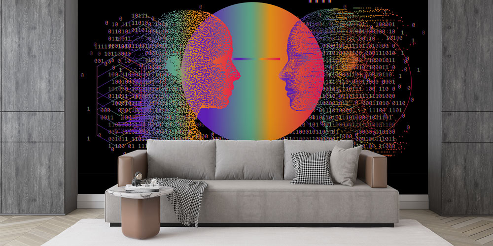 Dijital Sanat İnsan Yüzleri Temalı Duvar Kağıdı 4822