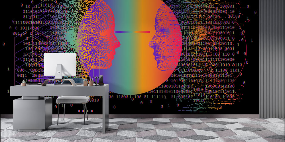 Dijital Sanat İnsan Yüzleri Temalı Duvar Kağıdı 4822