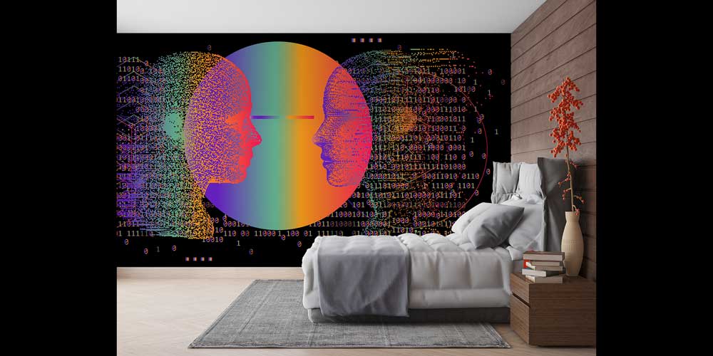 Dijital Sanat İnsan Yüzleri Temalı Duvar Kağıdı 4822