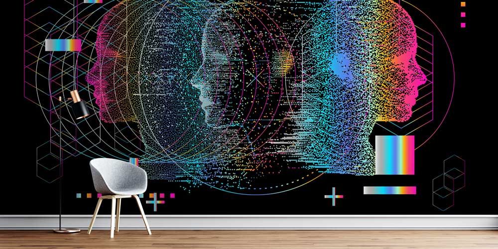 duvar-kagidi-4828-0 Dijital Sanat İnsan Profilleri ve Veri Desenleri Duvar Kağıdı 4828