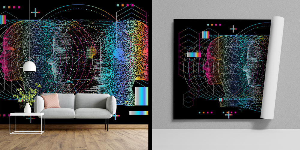 Dijital Sanat İnsan Profilleri ve Veri Desenleri Duvar Kağıdı 4828