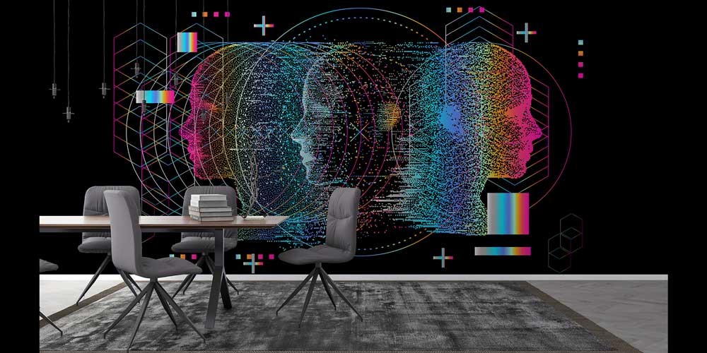 duvar-kagidi-4828-03 Dijital Sanat İnsan Profilleri ve Veri Desenleri Duvar Kağıdı 4828