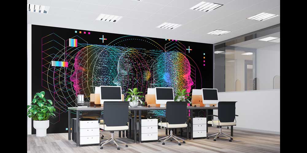 duvar-kagidi-4828-04 Dijital Sanat İnsan Profilleri ve Veri Desenleri Duvar Kağıdı 4828