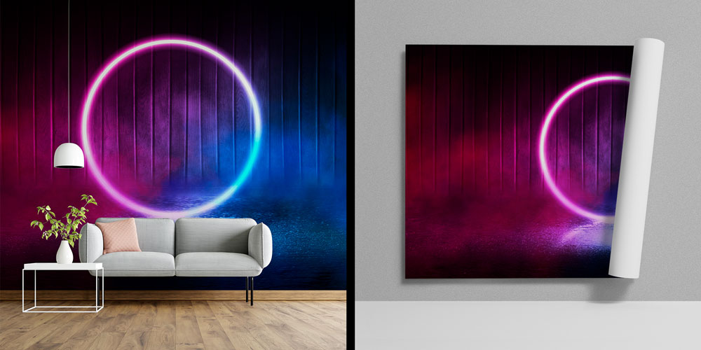 duvar-kagidi-4829-00 Neon Halka Temalı Dijital Sanat Duvar Kağıdı 4829