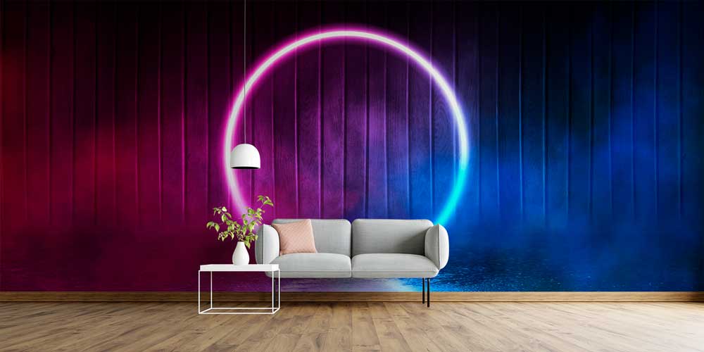 Neon Halka Temalı Dijital Sanat Duvar Kağıdı 4829