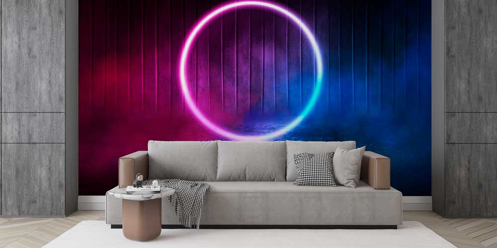 Neon Halka Temalı Dijital Sanat Duvar Kağıdı 4829