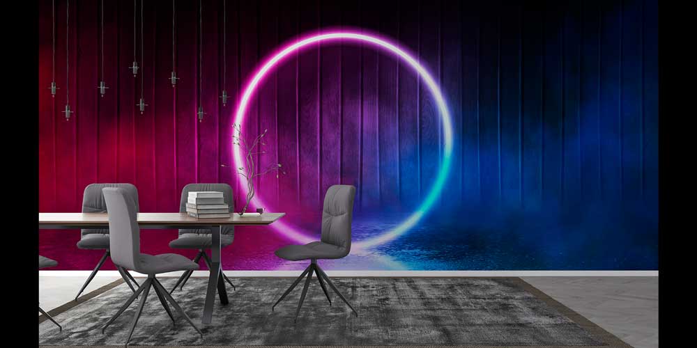 Neon Halka Temalı Dijital Sanat Duvar Kağıdı 4829