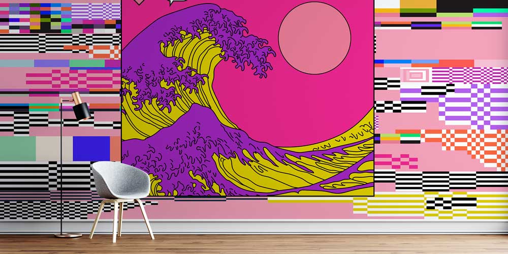 Glitch Efektli Dalga İllüstrasyonu Dijital Sanat Duvar Kağıdı 4830