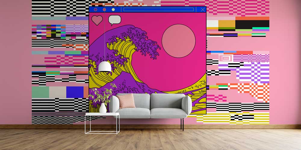 Glitch Efektli Dalga İllüstrasyonu Dijital Sanat Duvar Kağıdı 4830