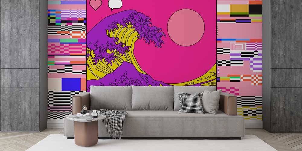 Glitch Efektli Dalga İllüstrasyonu Dijital Sanat Duvar Kağıdı 4830