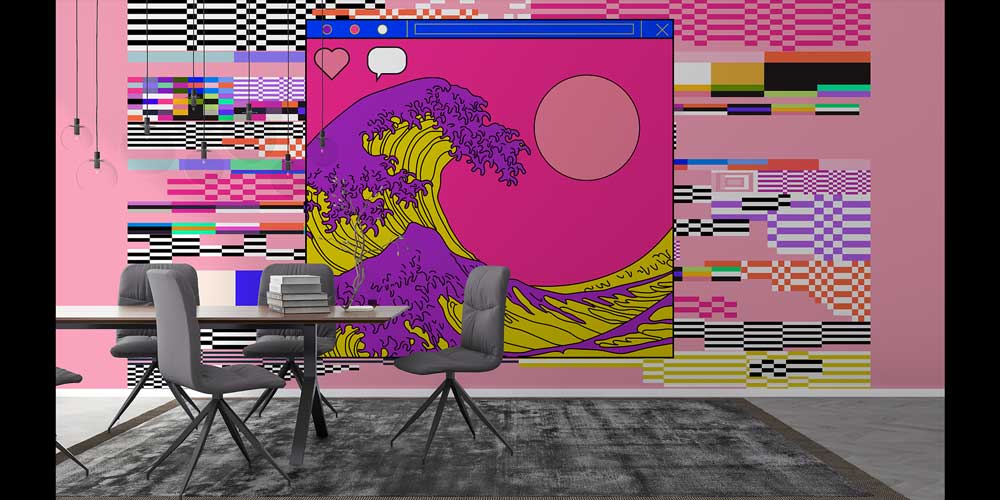 Glitch Efektli Dalga İllüstrasyonu Dijital Sanat Duvar Kağıdı 4830