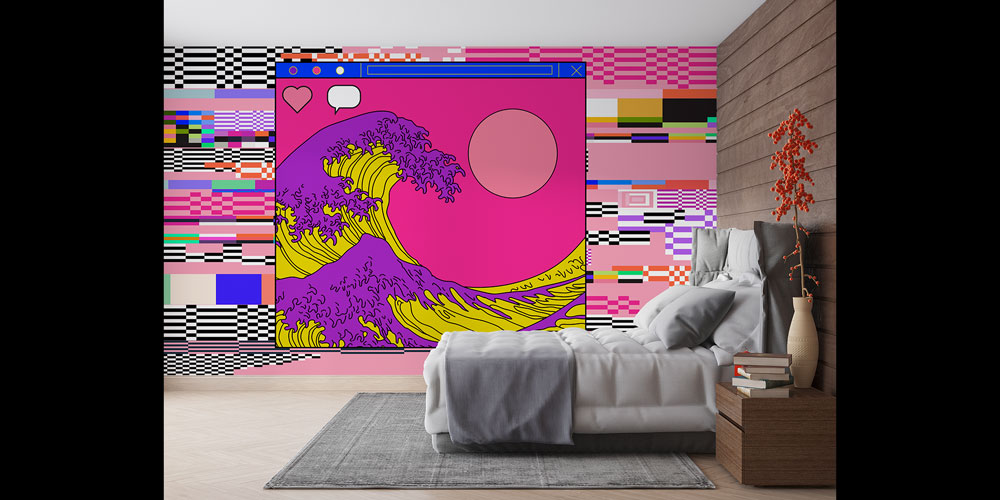 Glitch Efektli Dalga İllüstrasyonu Dijital Sanat Duvar Kağıdı 4830