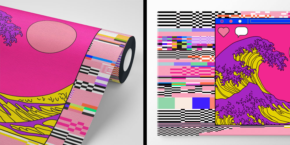 Glitch Efektli Dalga İllüstrasyonu Dijital Sanat Duvar Kağıdı 4830