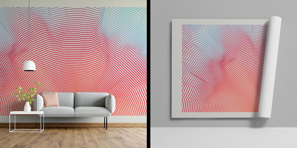 Dalgalı Çizgiler ve Renk Geçişleri Soyut Dijital Sanat Duvar Kağıdı 4833